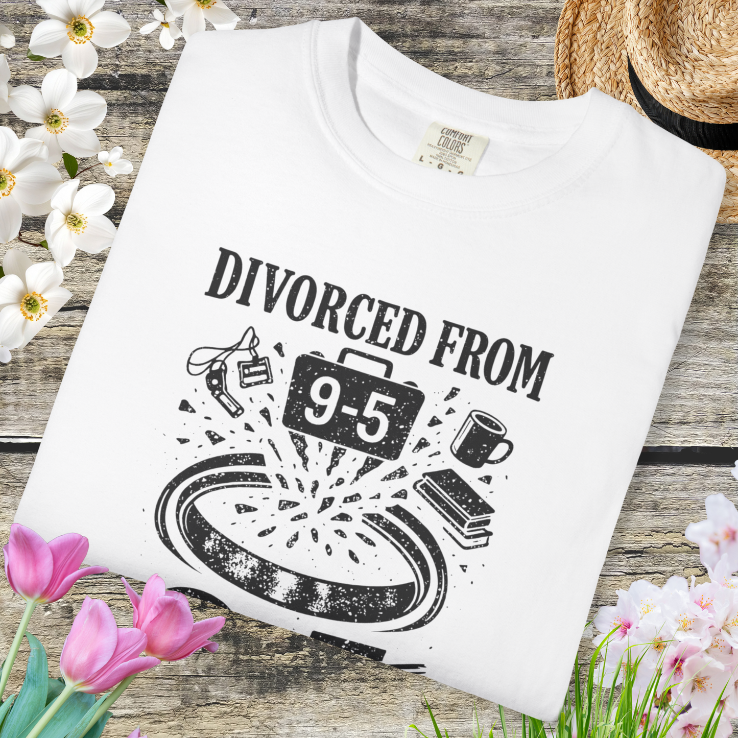 Divorced From 9-5 T-Shirt — Funny Work Resignation Graphic Tee