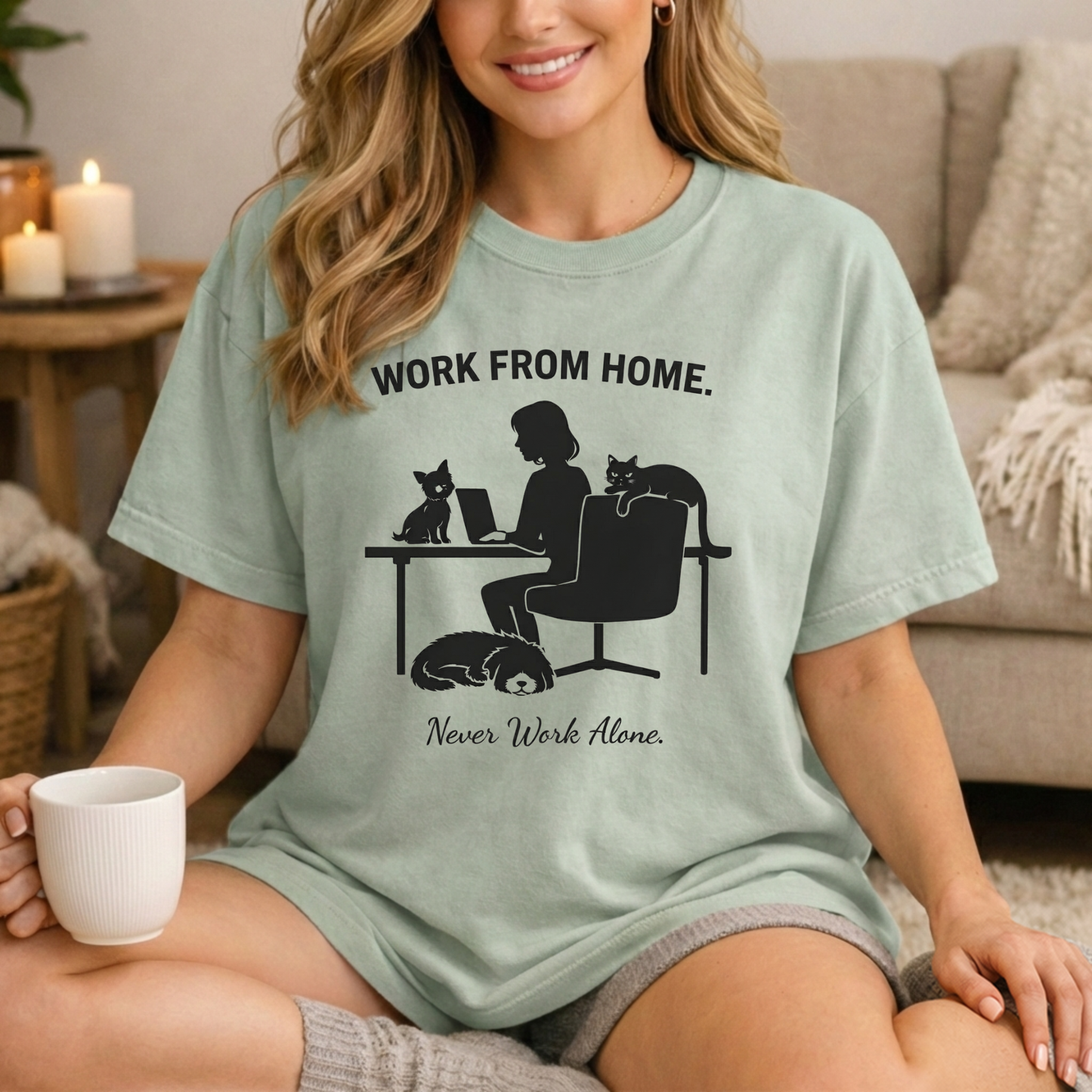 Never Work Alone-  Cute Pet Co-Workers, Graphic Tee