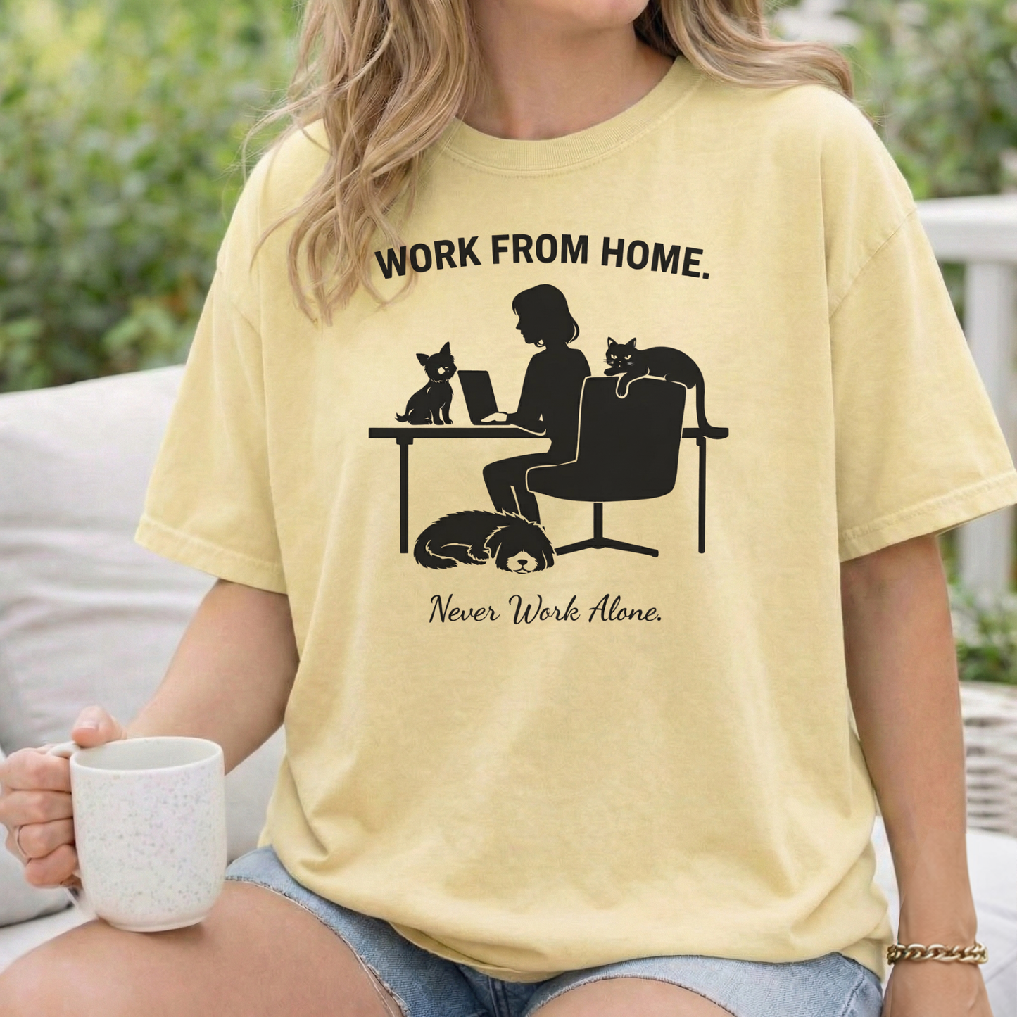 Never Work Alone-  Cute Pet Co-Workers, Graphic Tee