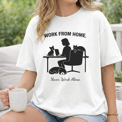 Never Work Alone-  Cute Pet Co-Workers, Graphic Tee