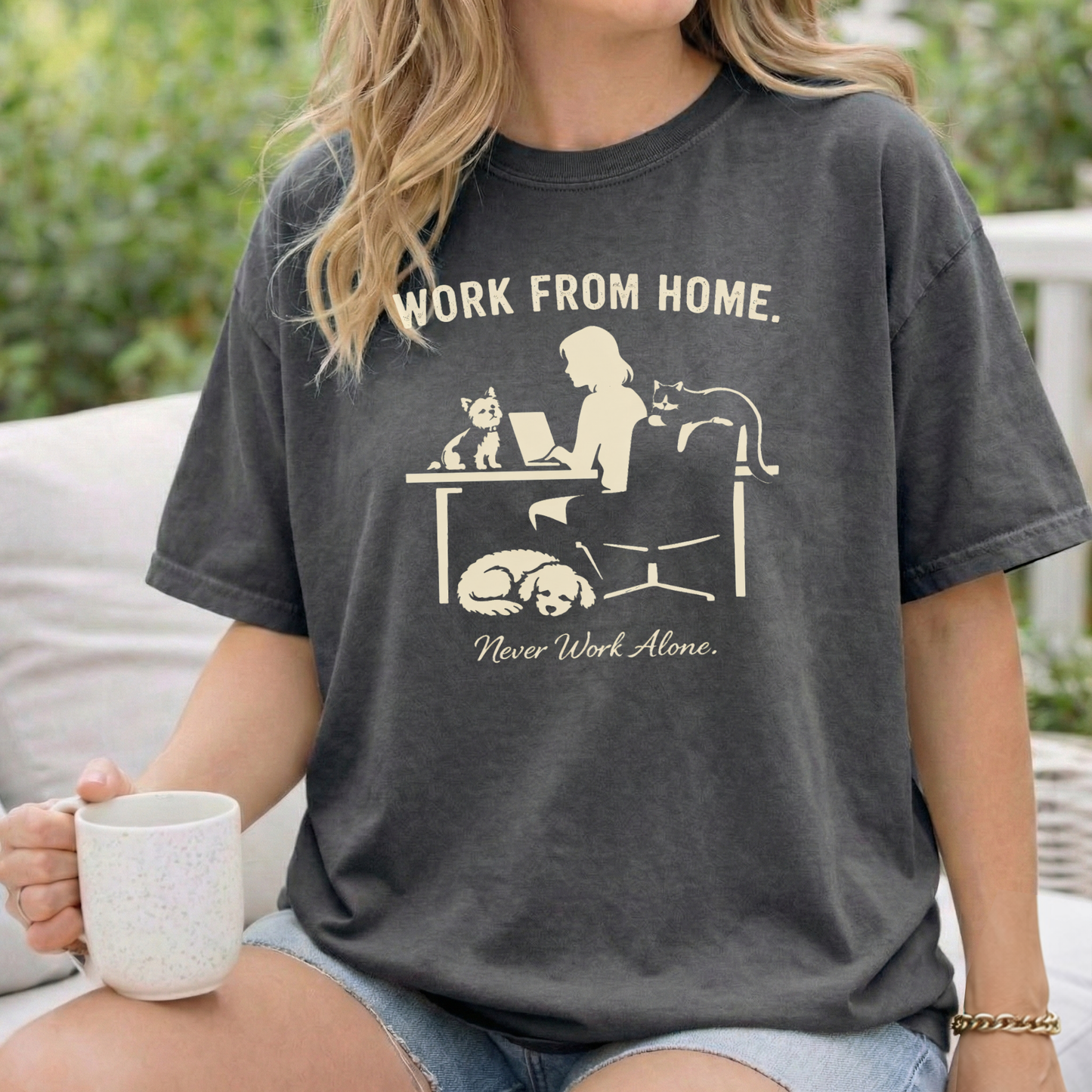 Never Work Alone-  Cute Pet Co-Workers, Graphic Tee