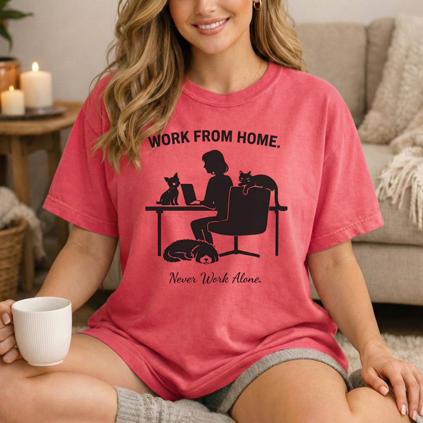 Never Work Alone-  Cute Pet Co-Workers, Graphic Tee