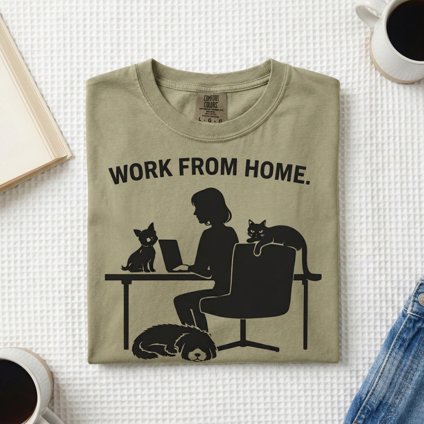 Never Work Alone-  Cute Pet Co-Workers, Graphic Tee