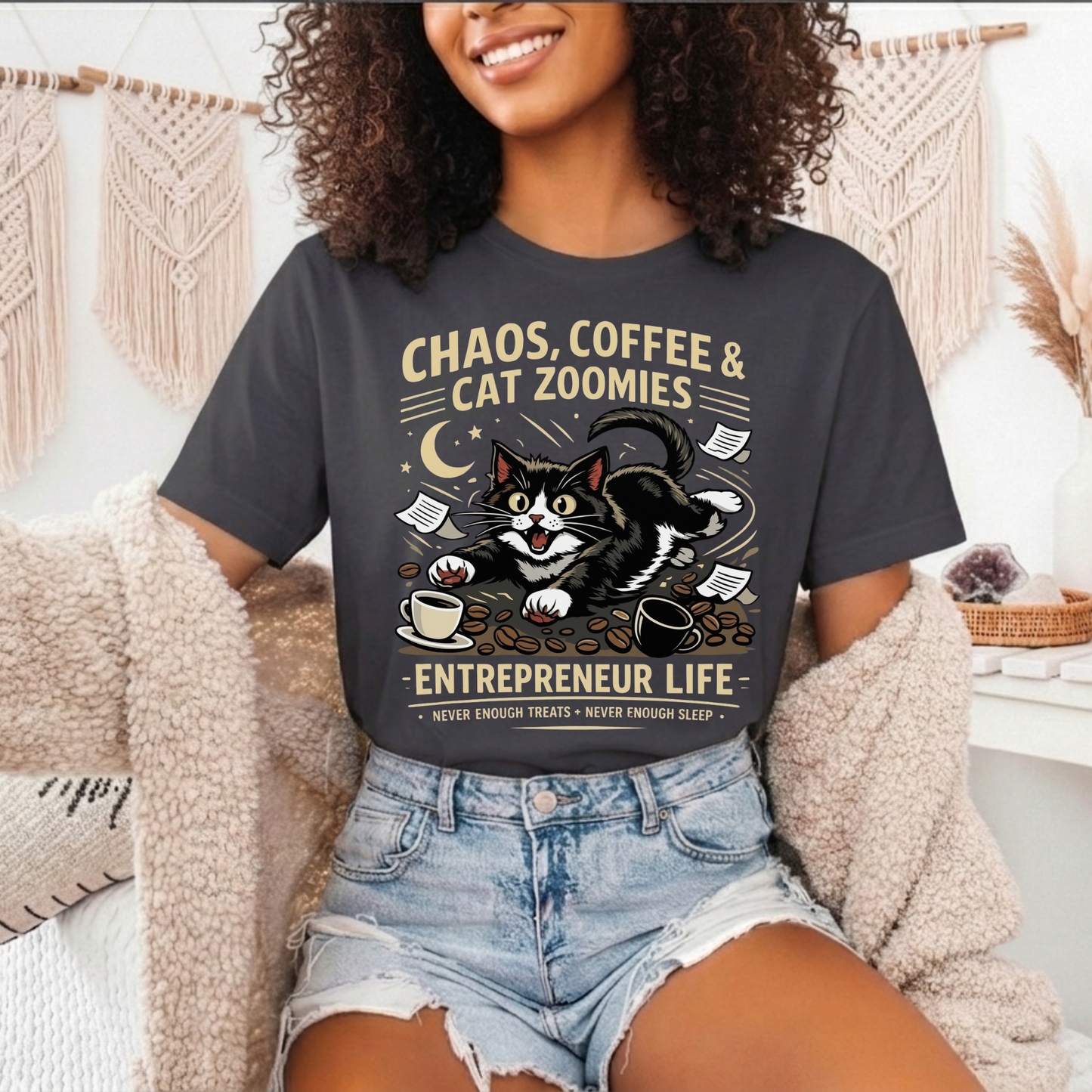 Chaos, Coffee & Cat Zoomies- Graphic Tee