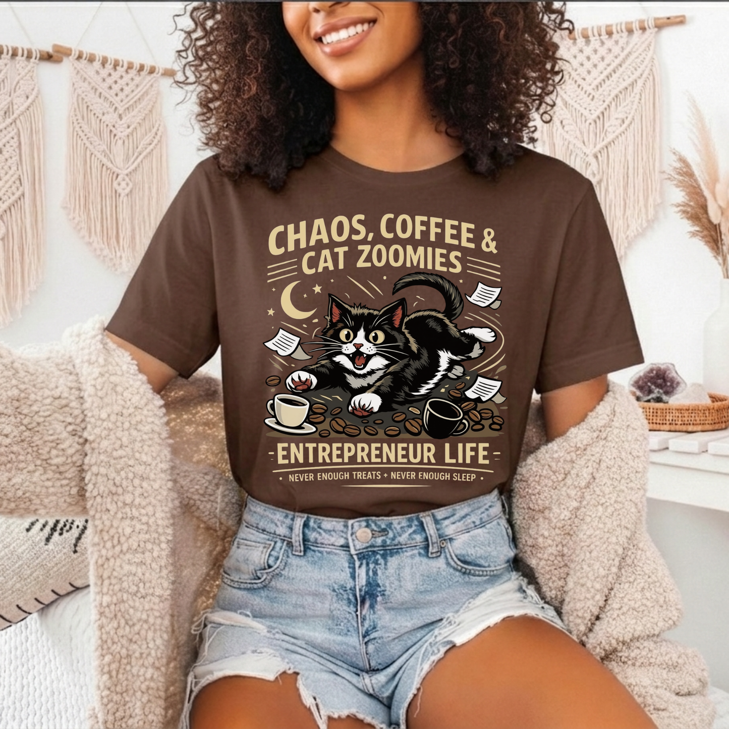 Chaos, Coffee & Cat Zoomies- Graphic Tee