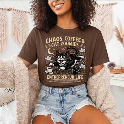 Chaos, Coffee & Cat Zoomies- Graphic Tee