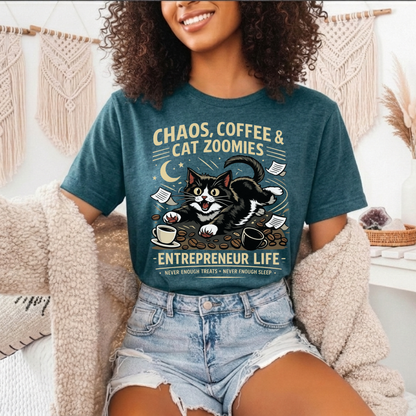 Chaos, Coffee & Cat Zoomies- Graphic Tee