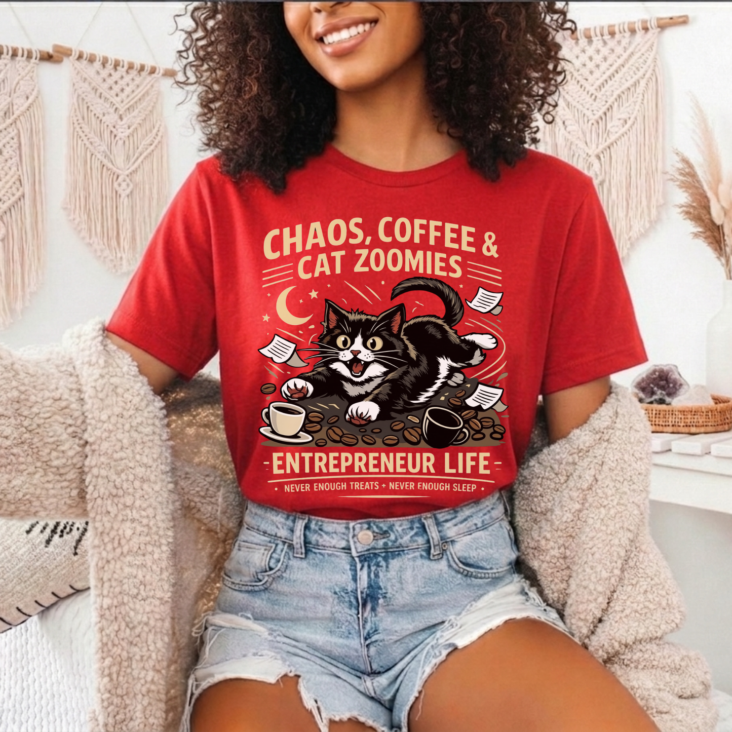 Chaos, Coffee & Cat Zoomies- Graphic Tee