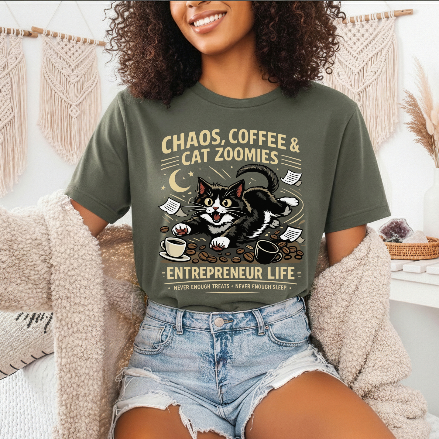 Chaos, Coffee & Cat Zoomies- Graphic Tee