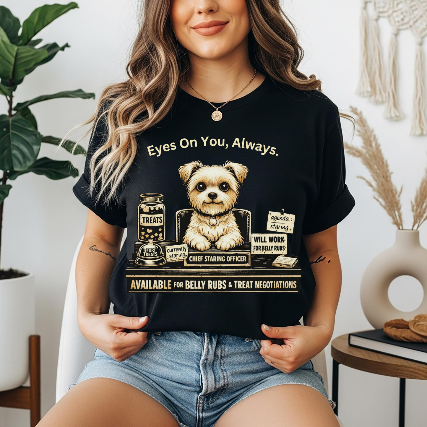 Cute Yorkie Pet T‑Shirt — "Eyes On You, Always" Dog Lover Tee