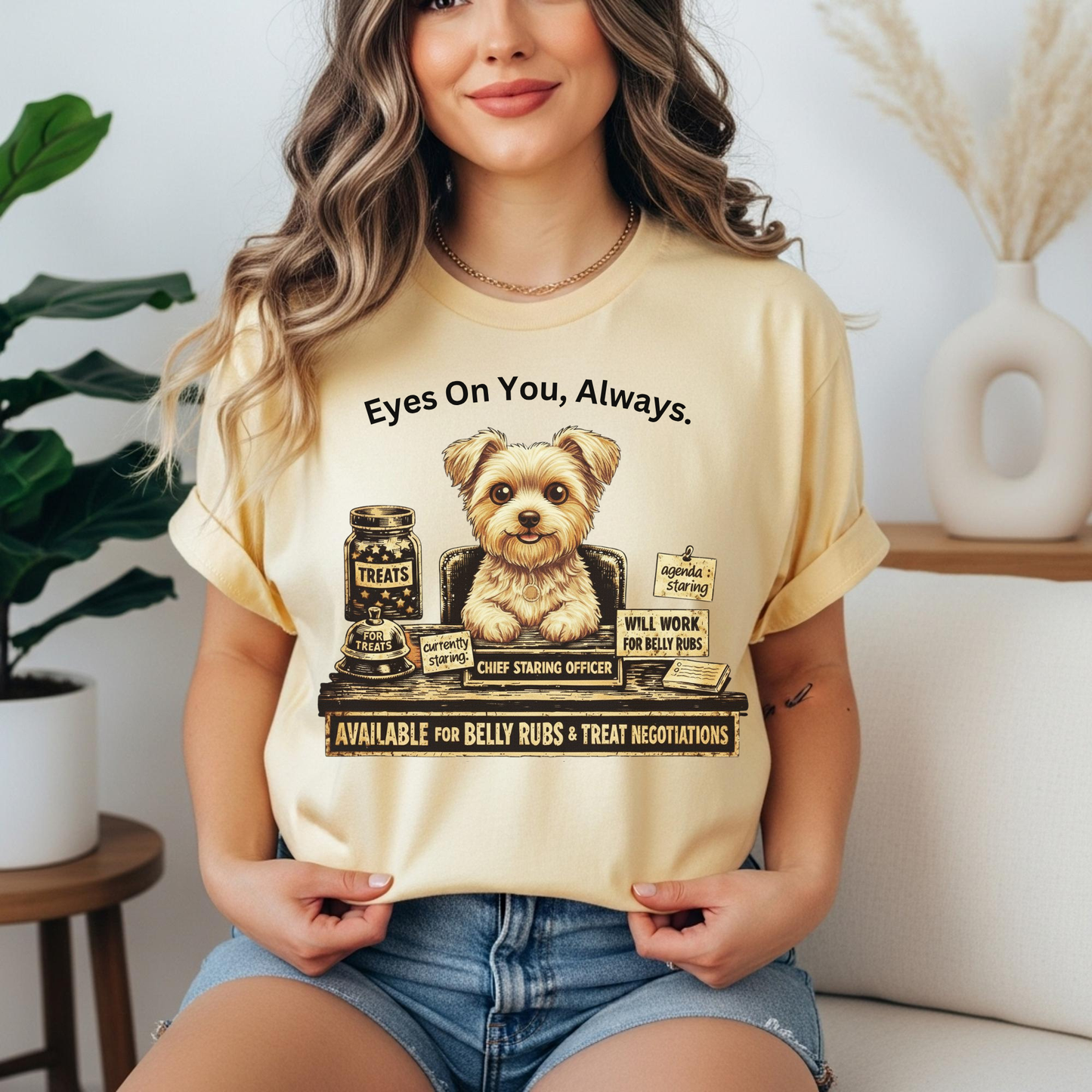 Cute Yorkie Pet T‑Shirt — "Eyes On You, Always" Dog Lover Tee