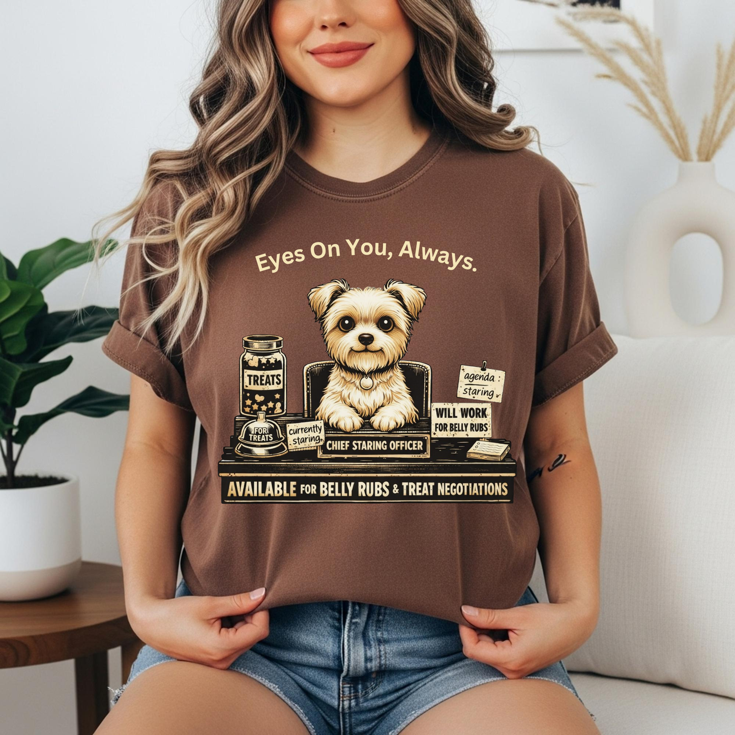 Cute Yorkie Pet T‑Shirt — "Eyes On You, Always" Dog Lover Tee