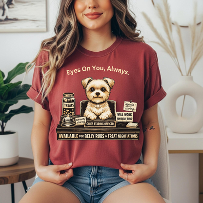 Cute Yorkie Pet T‑Shirt — "Eyes On You, Always" Dog Lover Tee