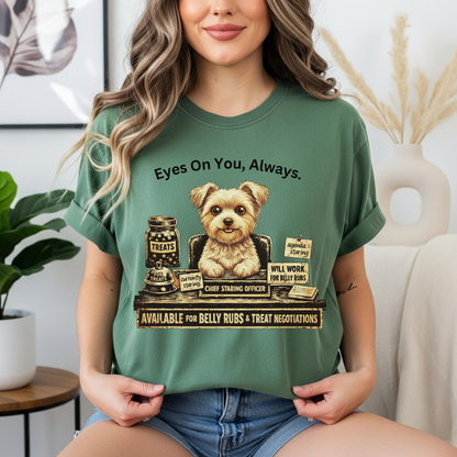 Cute Yorkie Pet T‑Shirt — "Eyes On You, Always" Dog Lover Tee