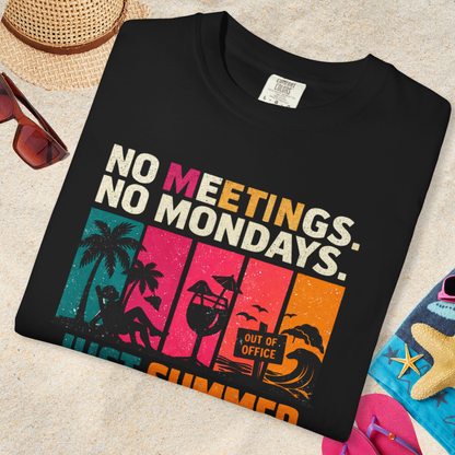 No Meetings. No Mondays. Just Summer. Retro Stripe Graphic Tee