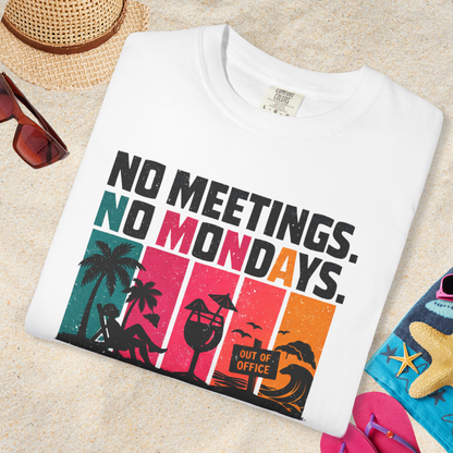 No Meetings. No Mondays. Just Summer. Retro Stripe Graphic Tee