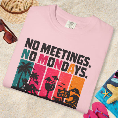 No Meetings. No Mondays. Just Summer. Retro Stripe Graphic Tee