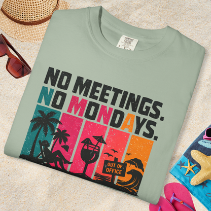 No Meetings. No Mondays. Just Summer. Retro Stripe Graphic Tee