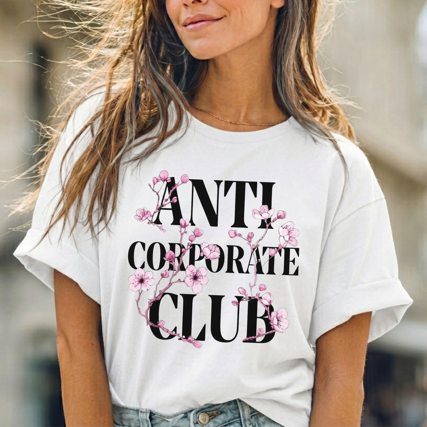 Anti Corporate Humor | Cherry Blossom Graphic Tee