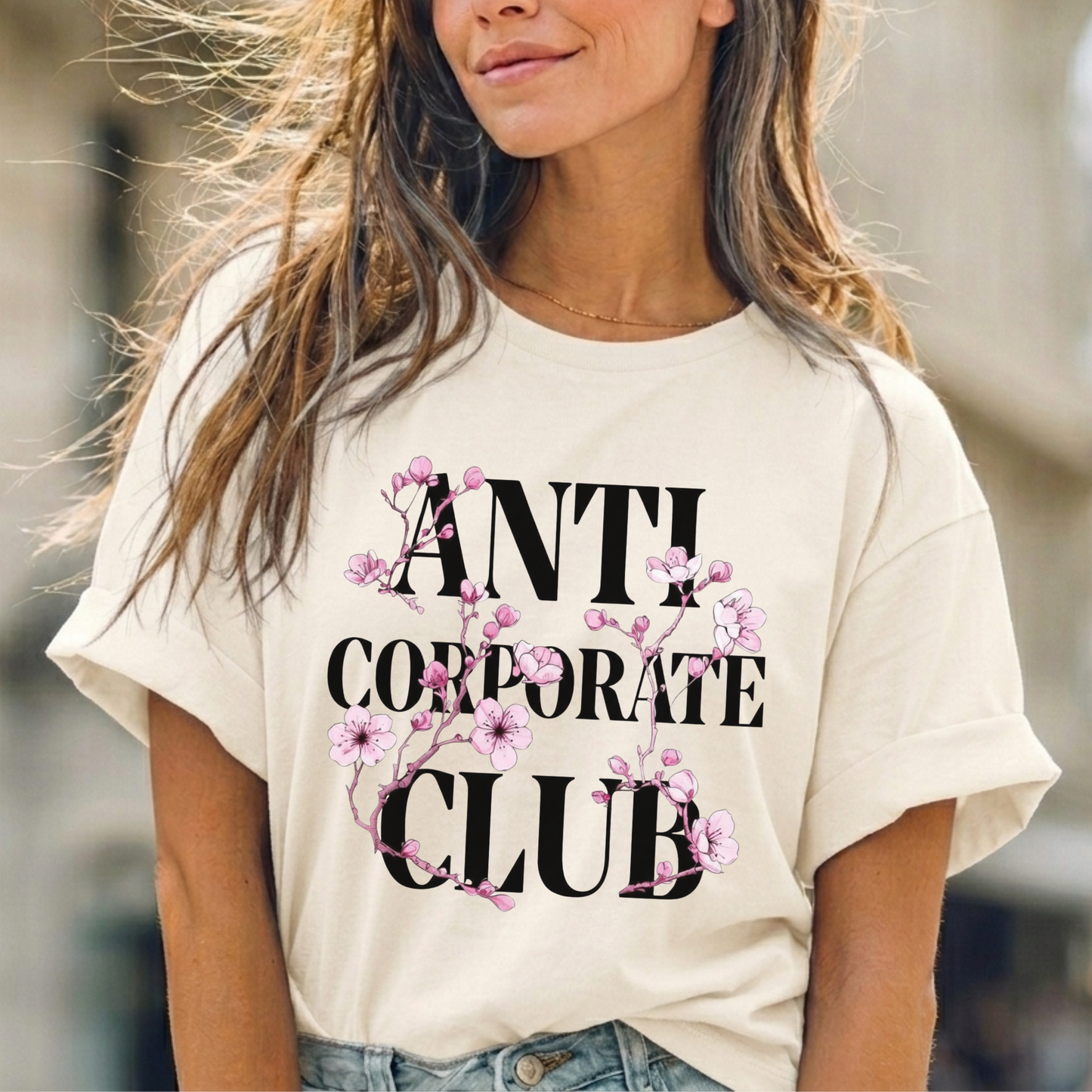 Anti Corporate Humor | Cherry Blossom Graphic Tee