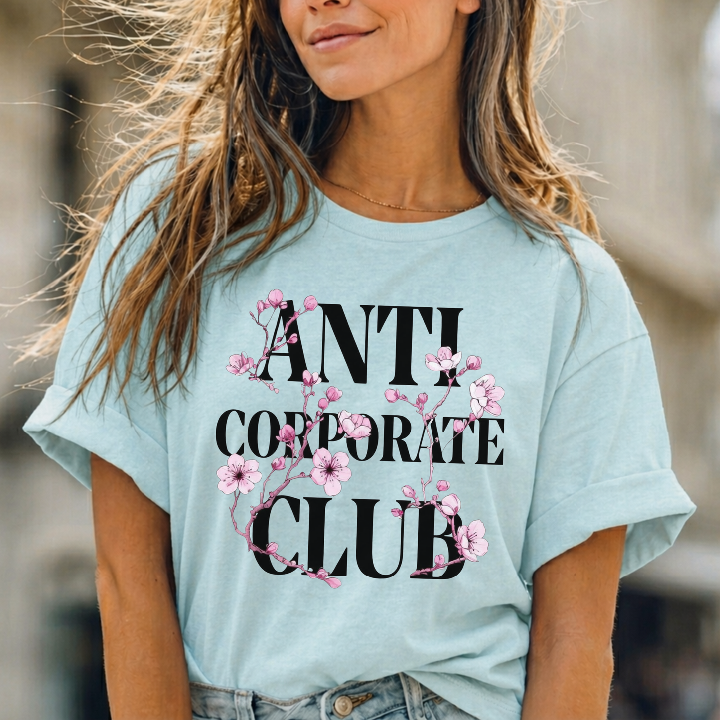 Anti Corporate Humor | Cherry Blossom Graphic Tee