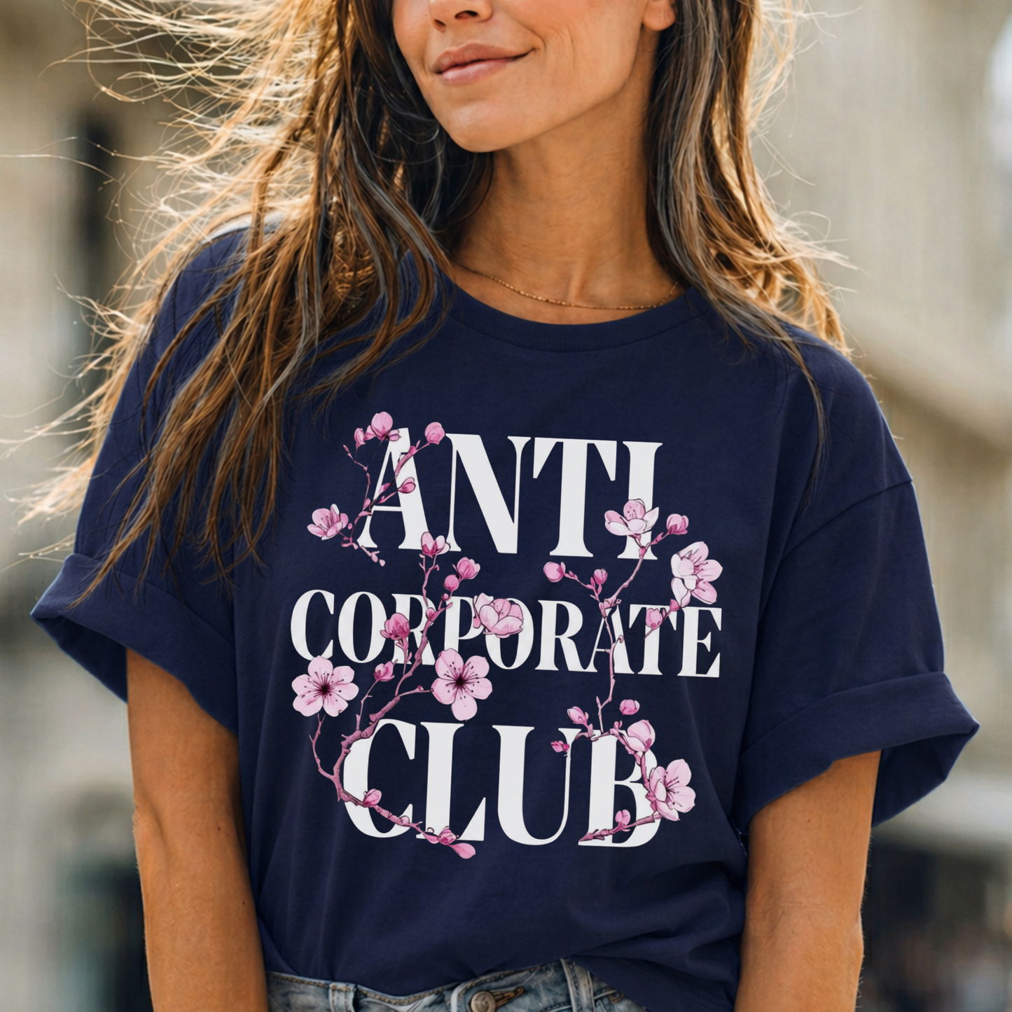 Anti Corporate Humor | Cherry Blossom Graphic Tee