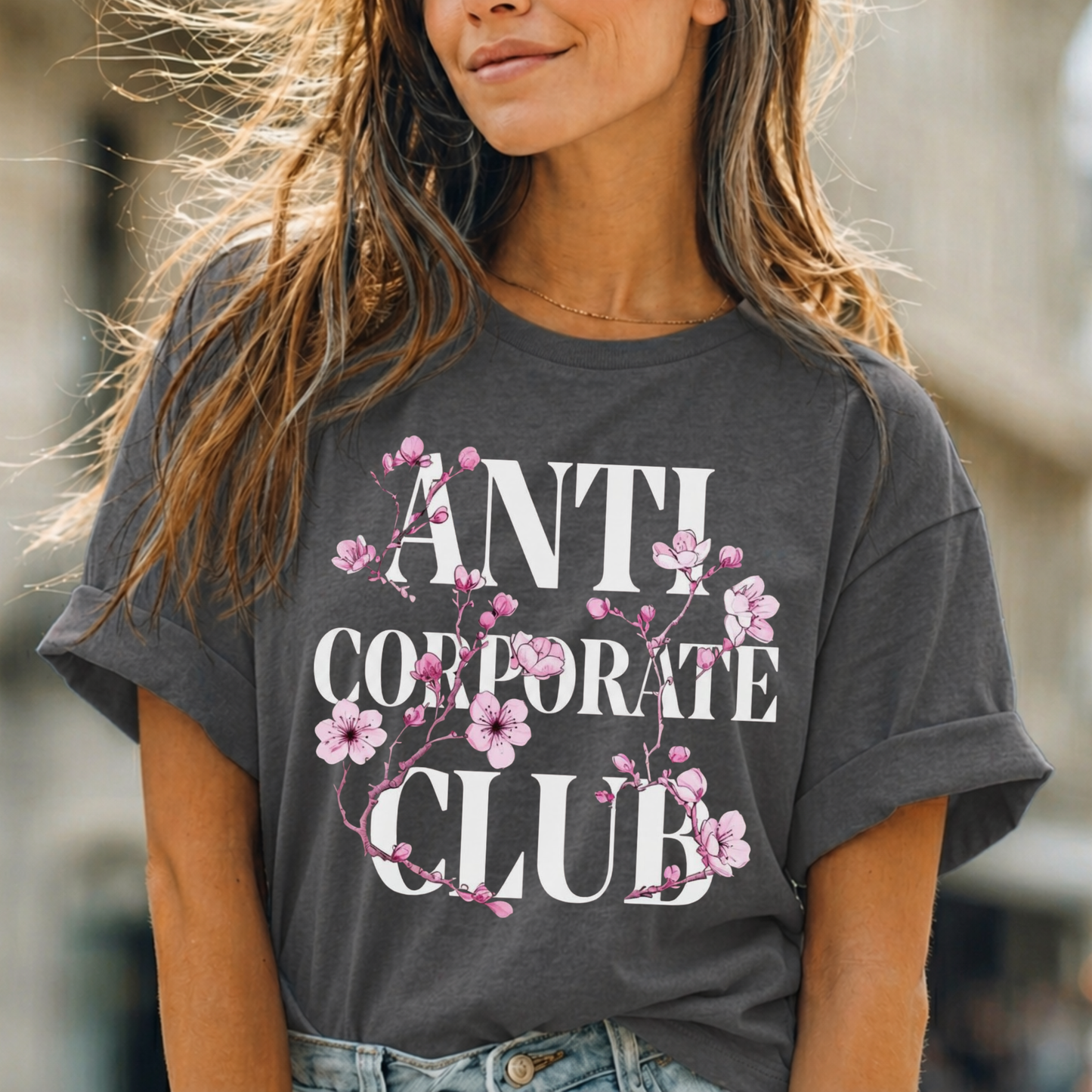 Anti Corporate Humor | Cherry Blossom Graphic Tee