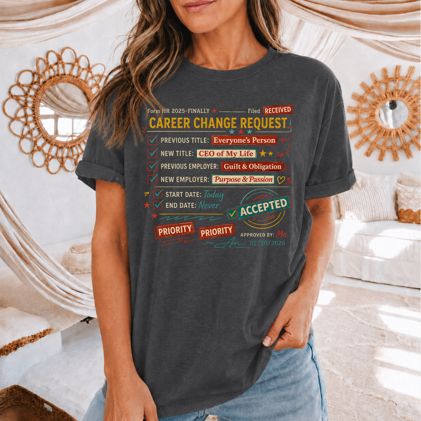 Career Change Request T-Shirt — Funny Job Resignation Humor Tee