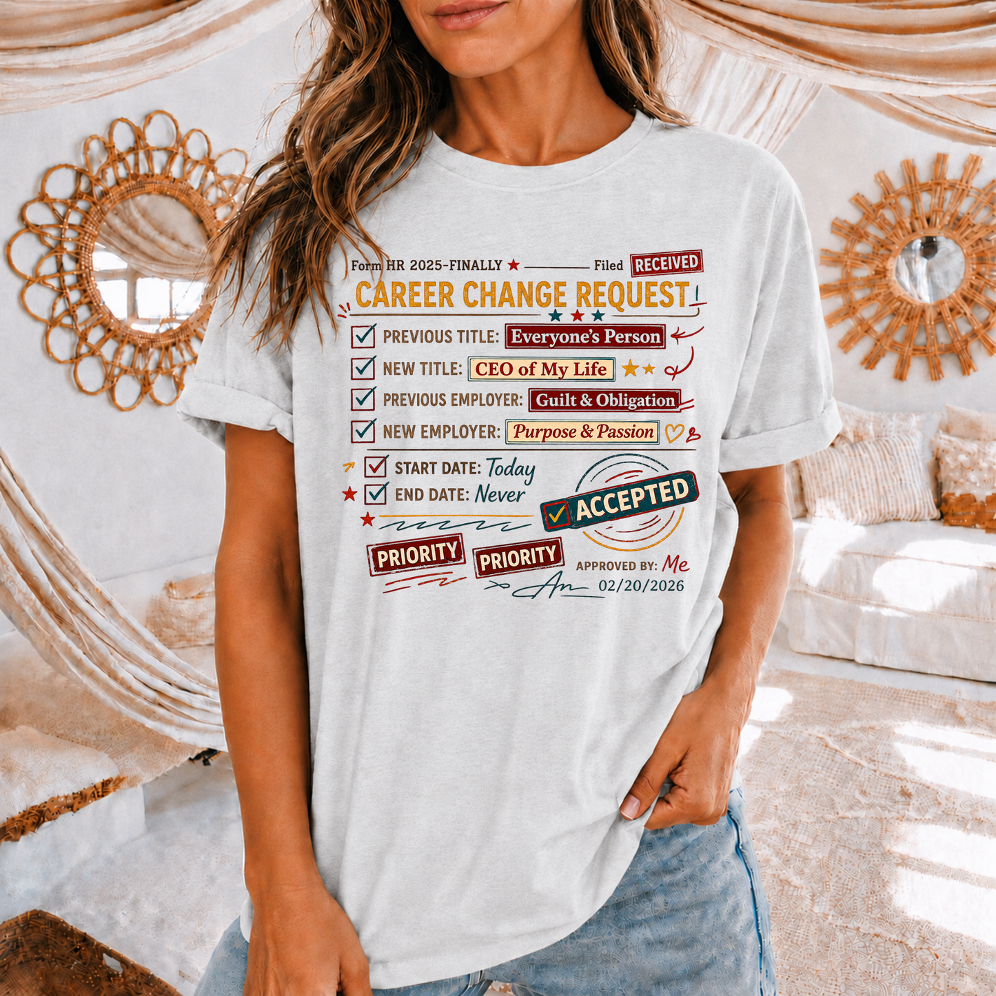 Career Change Request T-Shirt — Funny Job Resignation Humor Tee