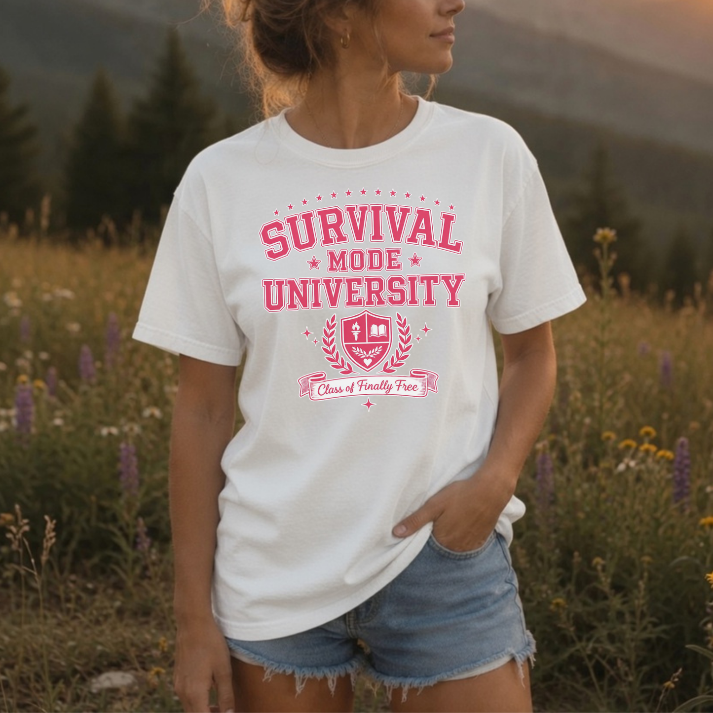 Survival Mode University Graphic Tee | Class of Finally Free