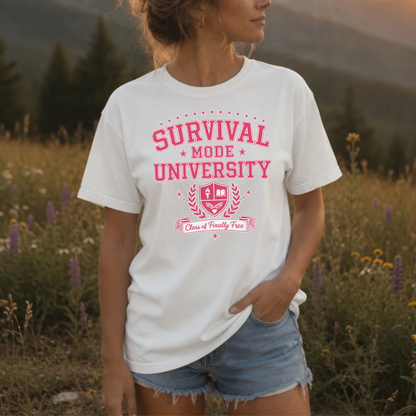 Survival Mode University Graphic Tee | Class of Finally Free