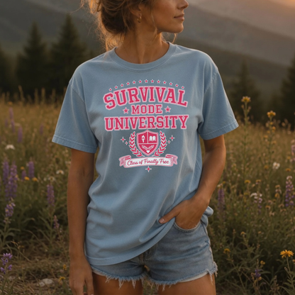 Survival Mode University Graphic Tee | Class of Finally Free