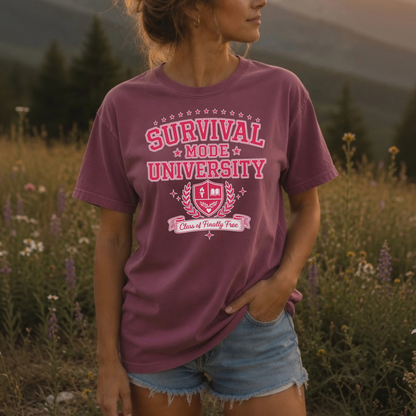 Survival Mode University Graphic Tee | Class of Finally Free