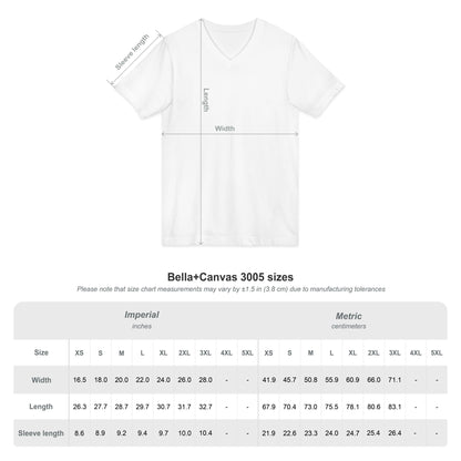 She Builds She Blooms V-Neck Tee — Floral Inspirational Women's Shirt