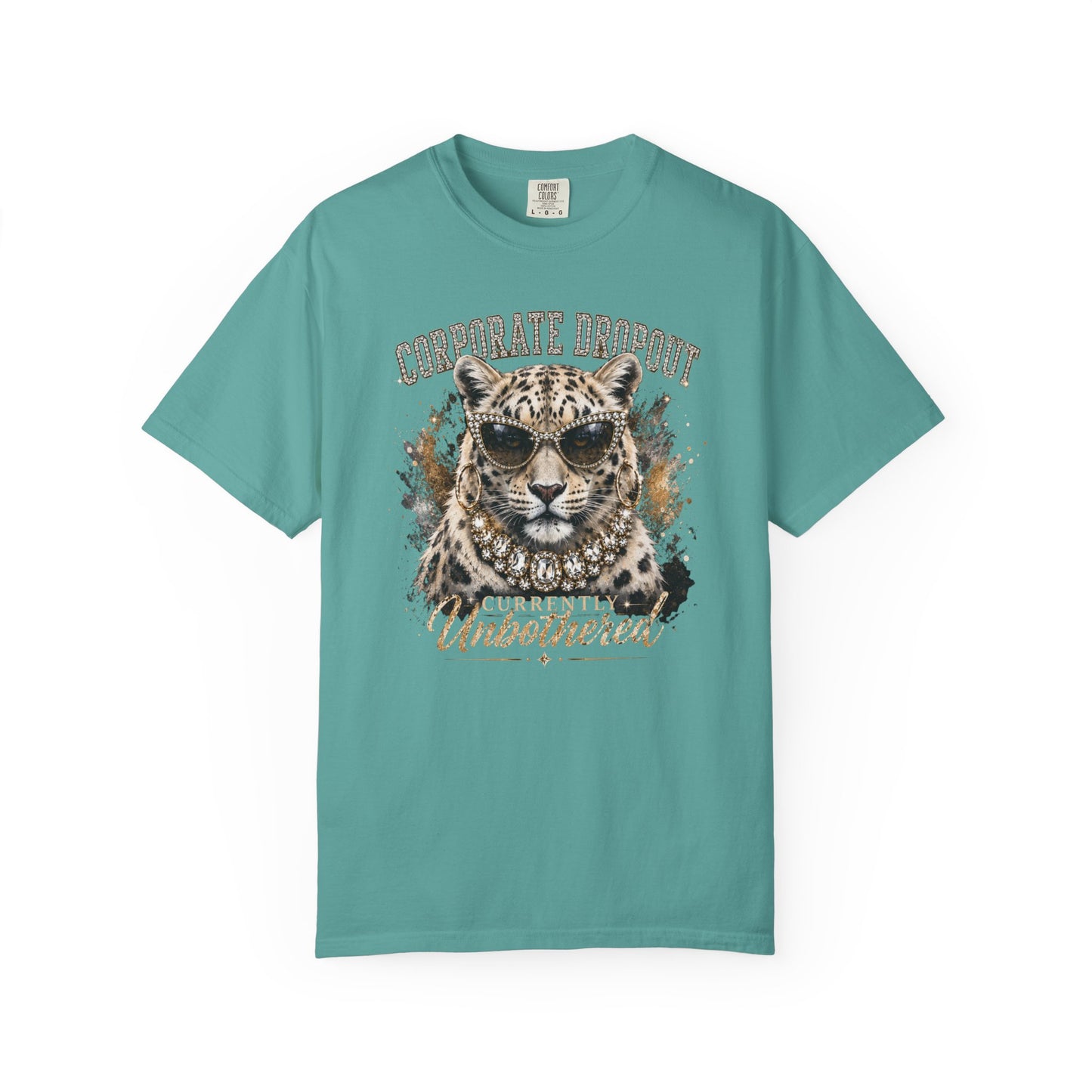 Glam Corporate Dropout - Currently Unbothered Leopard Graphic Tee