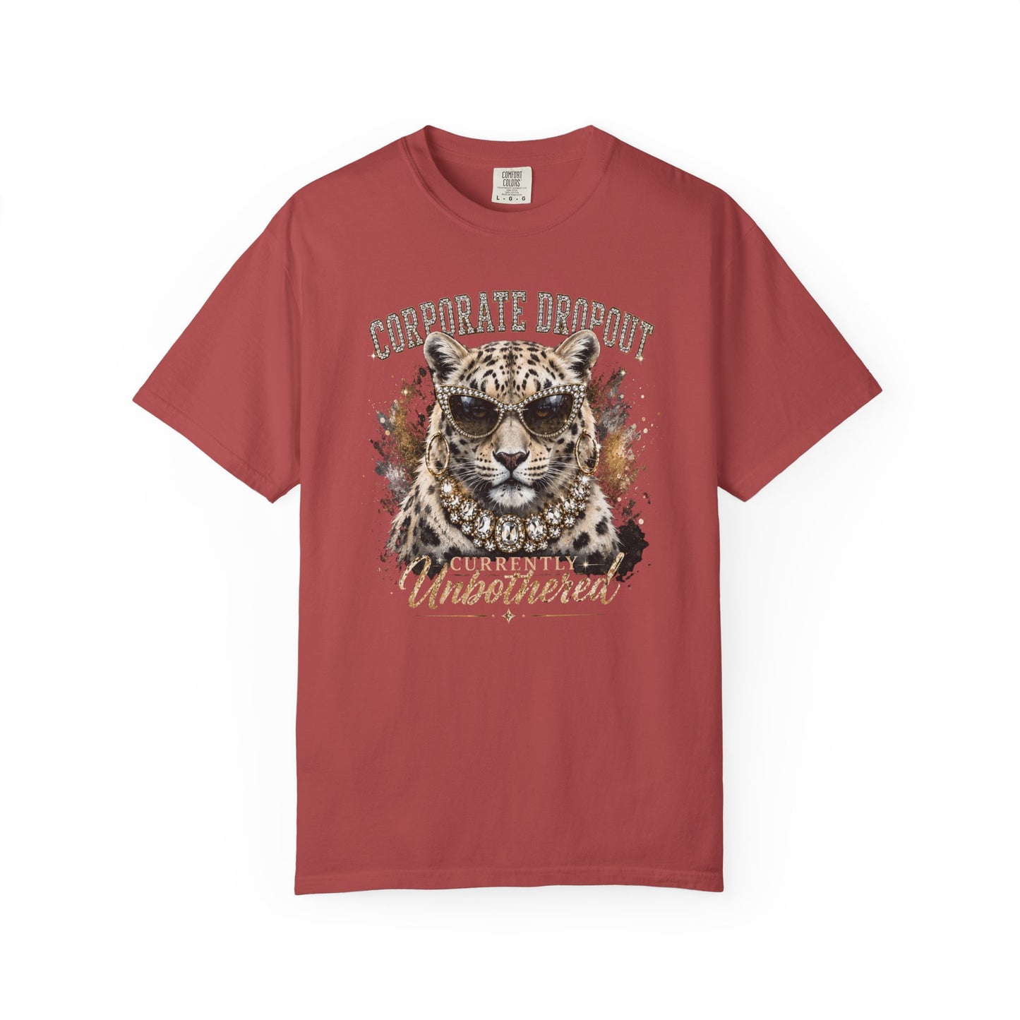 Glam Corporate Dropout - Currently Unbothered Leopard Graphic Tee